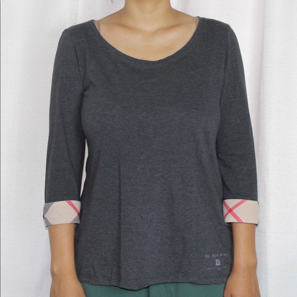 BURBERRY 3/4 sleeve gray shirt